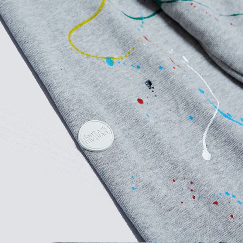 DAMP NO PLAN BOX LOGO PAINT DROP HOODY_GRAY
