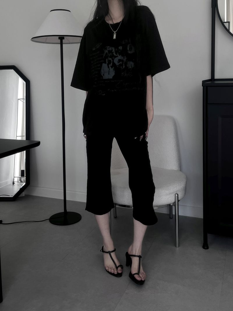 black slub capri denim