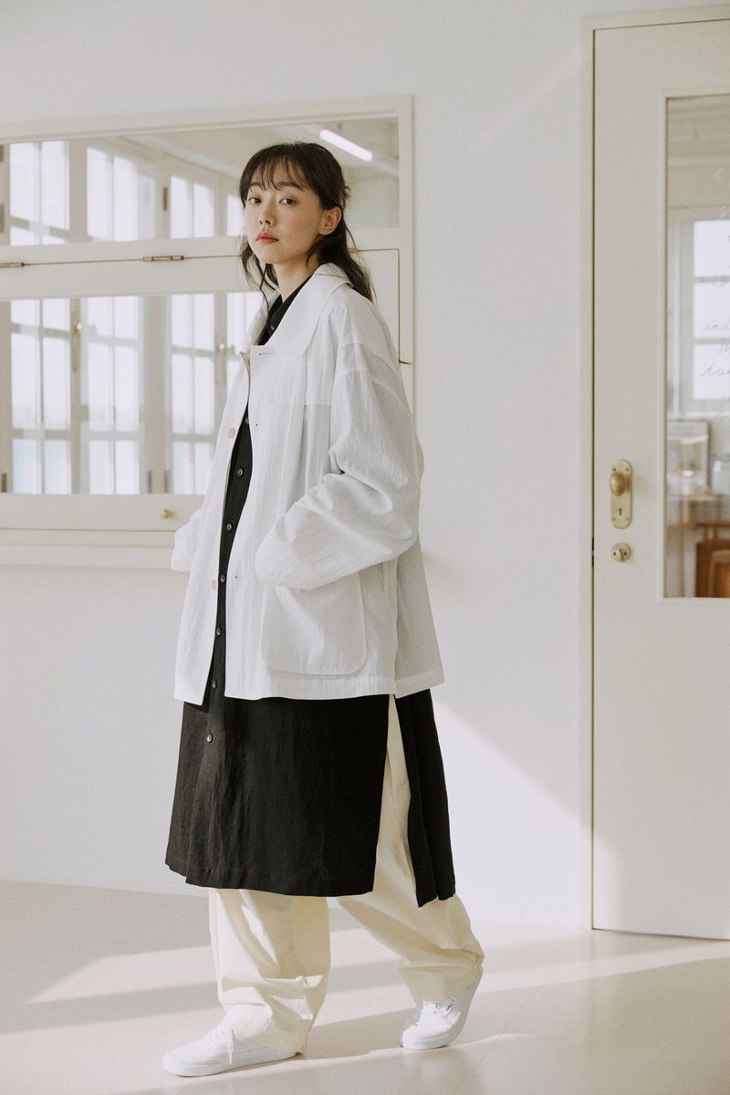 unisex side balloon pants cream