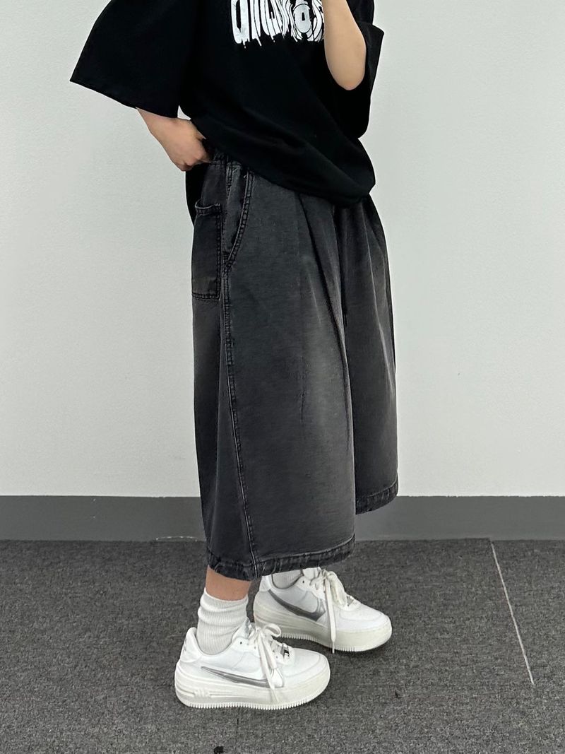 pintuck denim half pt