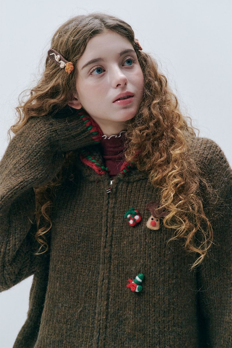 Winter Charm Zip-up Jacket [Brown]