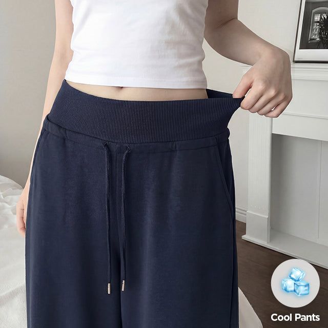Belti Side Pin-tuck Elastic Wide Pants