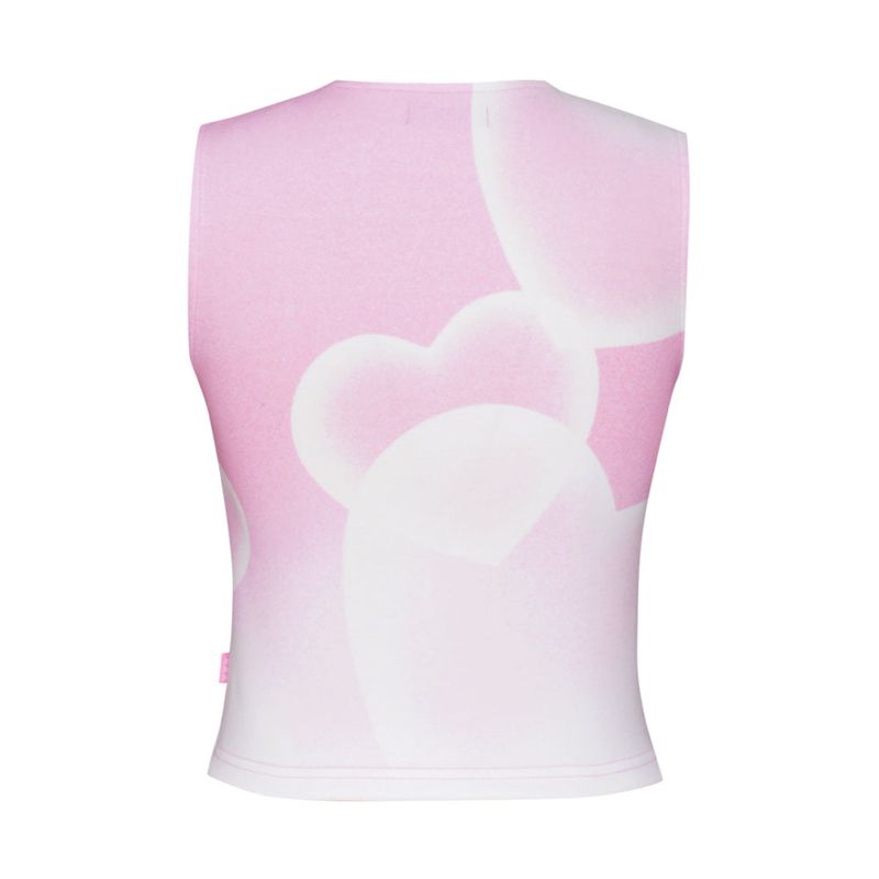 Double Heart Sleeveless Crop Top _ Pink
