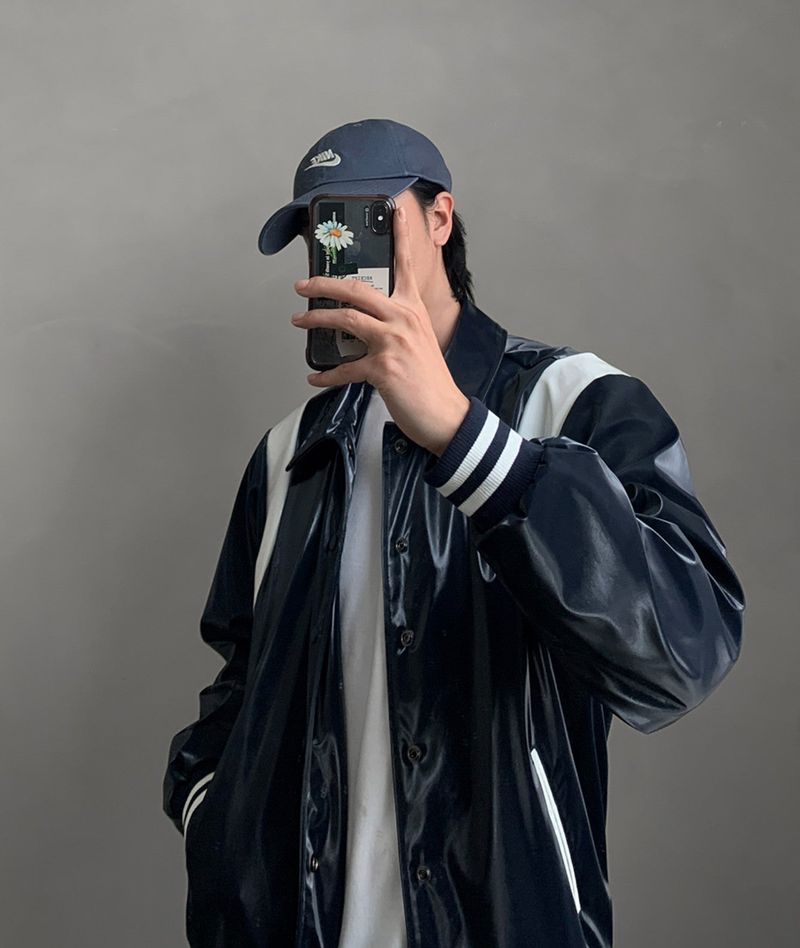 ASCLO Shine Leather Varsity Jacket (3color)