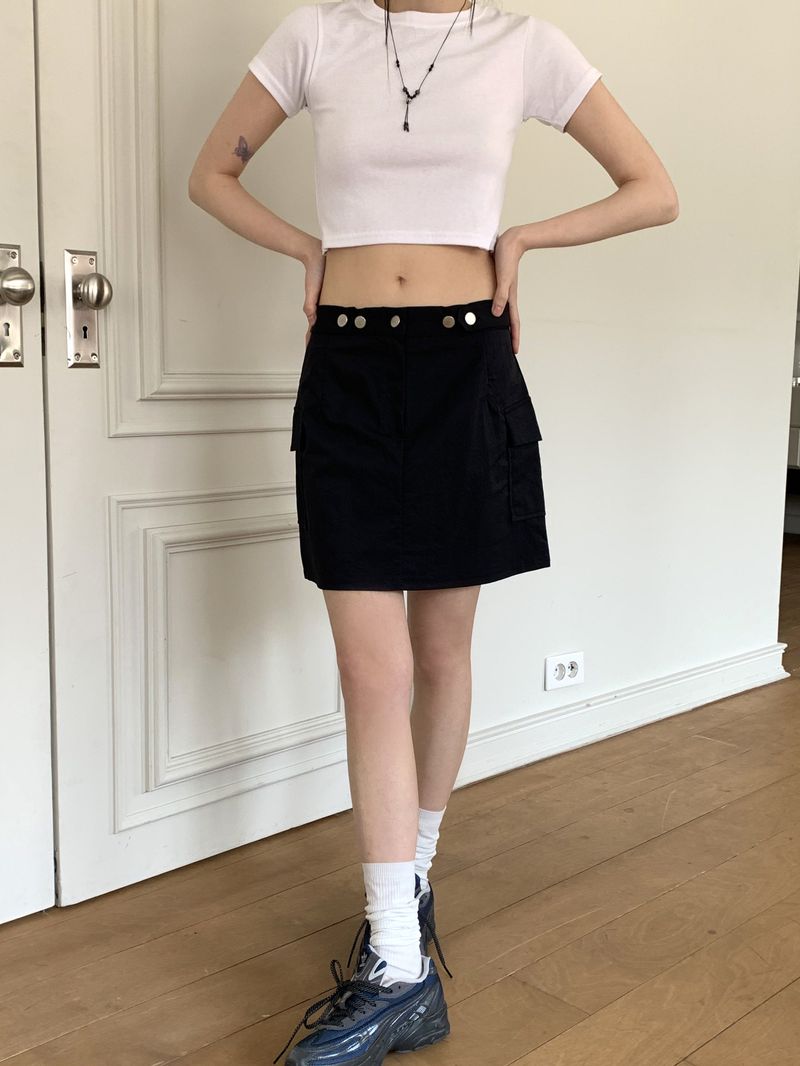 Naing Bijo Pocket Cargo Nylon Mini Skirt