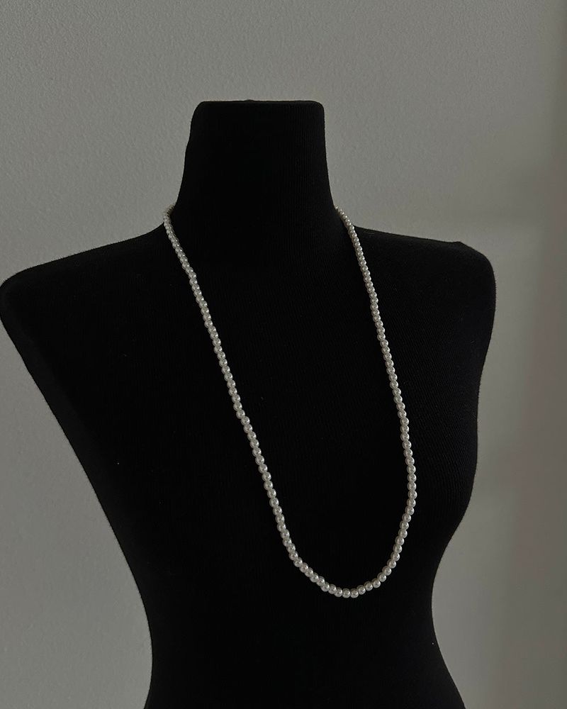 5 mm Two-line Layered Long Pearl Necklace