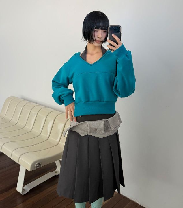 [SET] BUTTON V-HOODIE & HALTER
