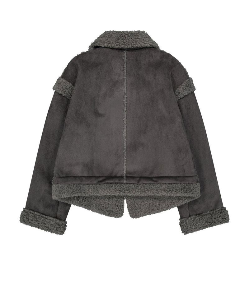 Detachable Fur Shearling Jacket / Charcoal