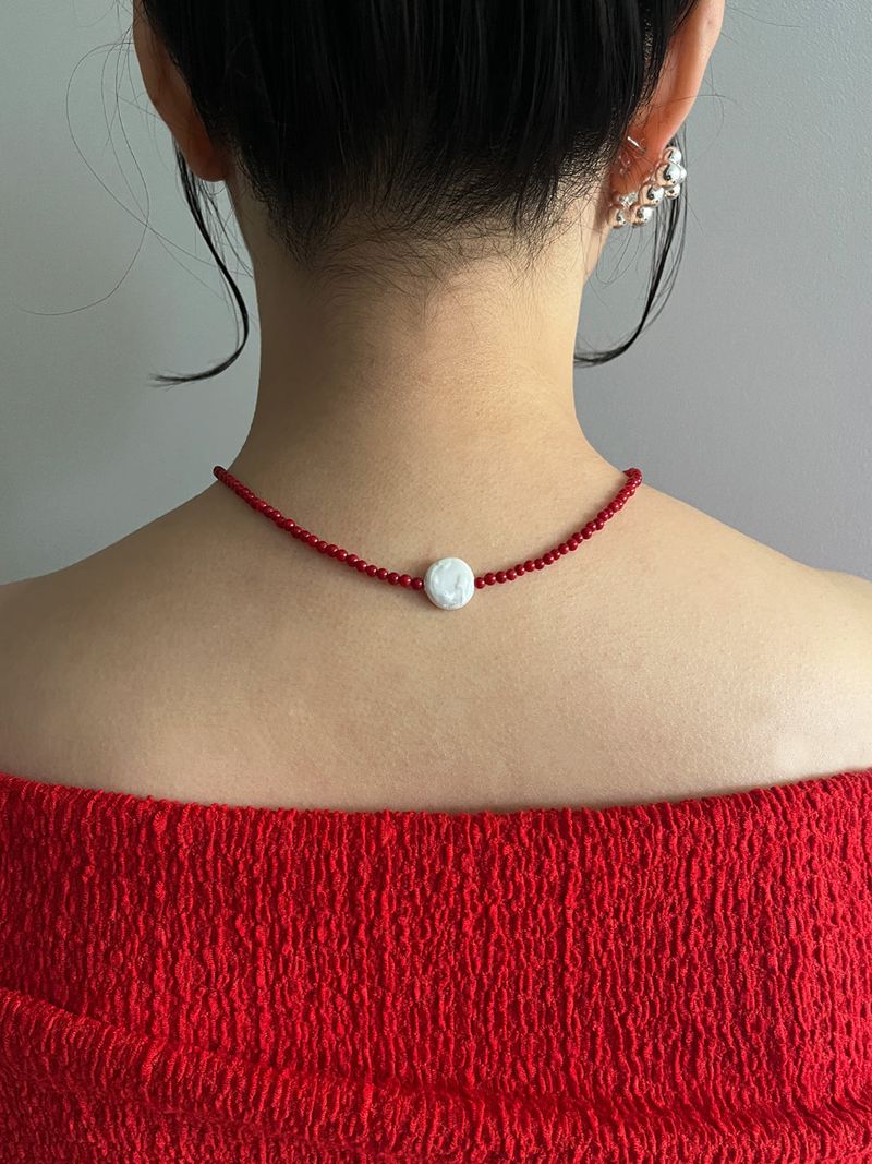 Flat Pearl Dew Drop Necklace 3Color