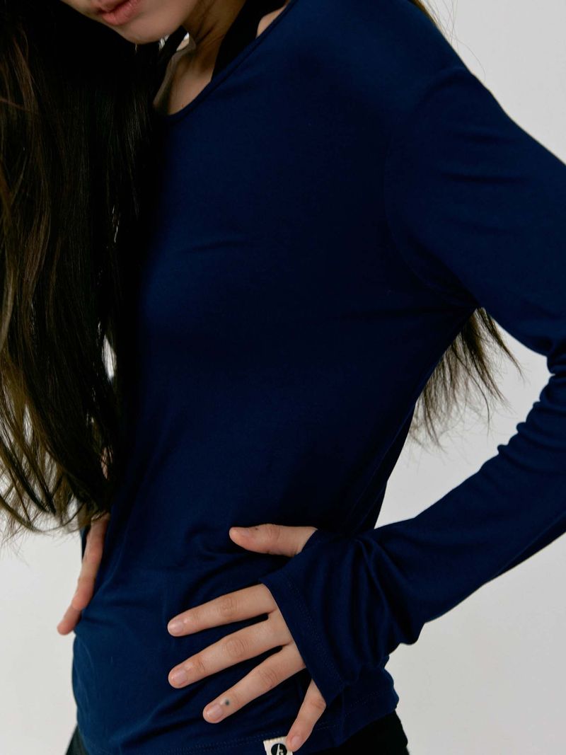 Fingerhole Long Sleeve (Navy)