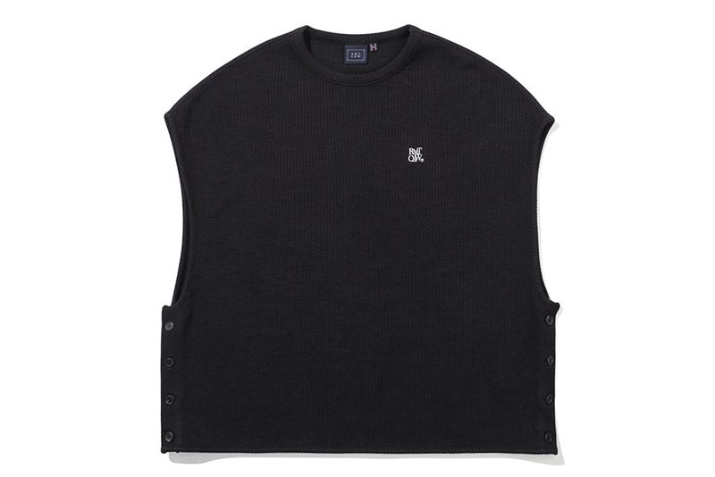 SIDE OPEN KNIT VEST_BLACK