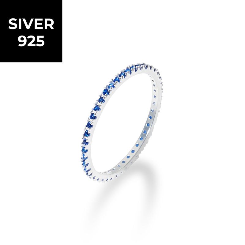 [S925] 1MM Blue Tennis Rilng (silver)