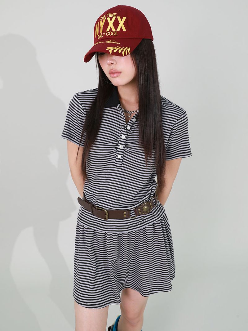 STRIPE FRILL MINI SKIRT (LIGHT PURPLE)