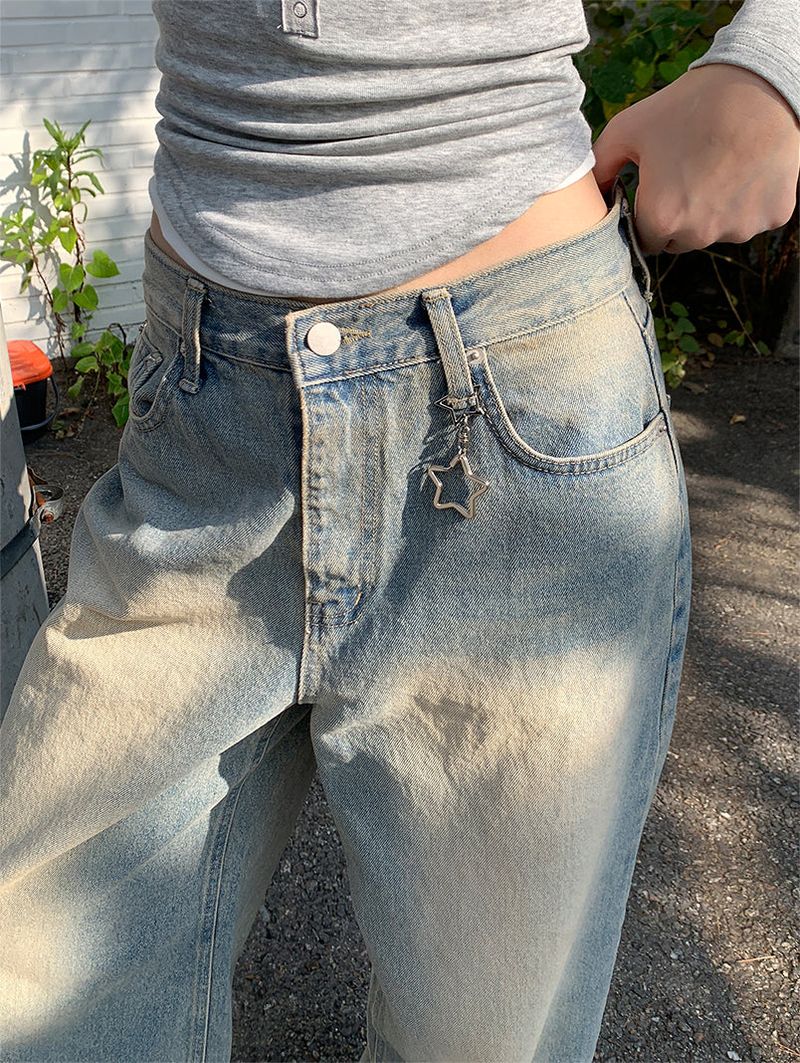 KEYRING WASHED WIDE JEANS