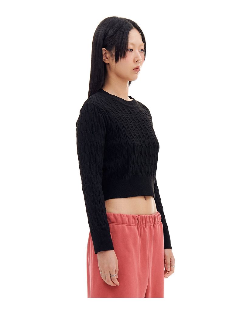 CABLE CROP KNIT (BLACK)