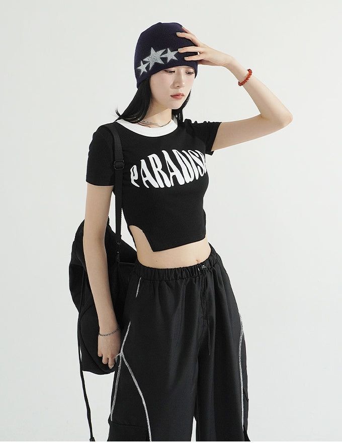Paradise Side Cutting Cropped T-Shirt