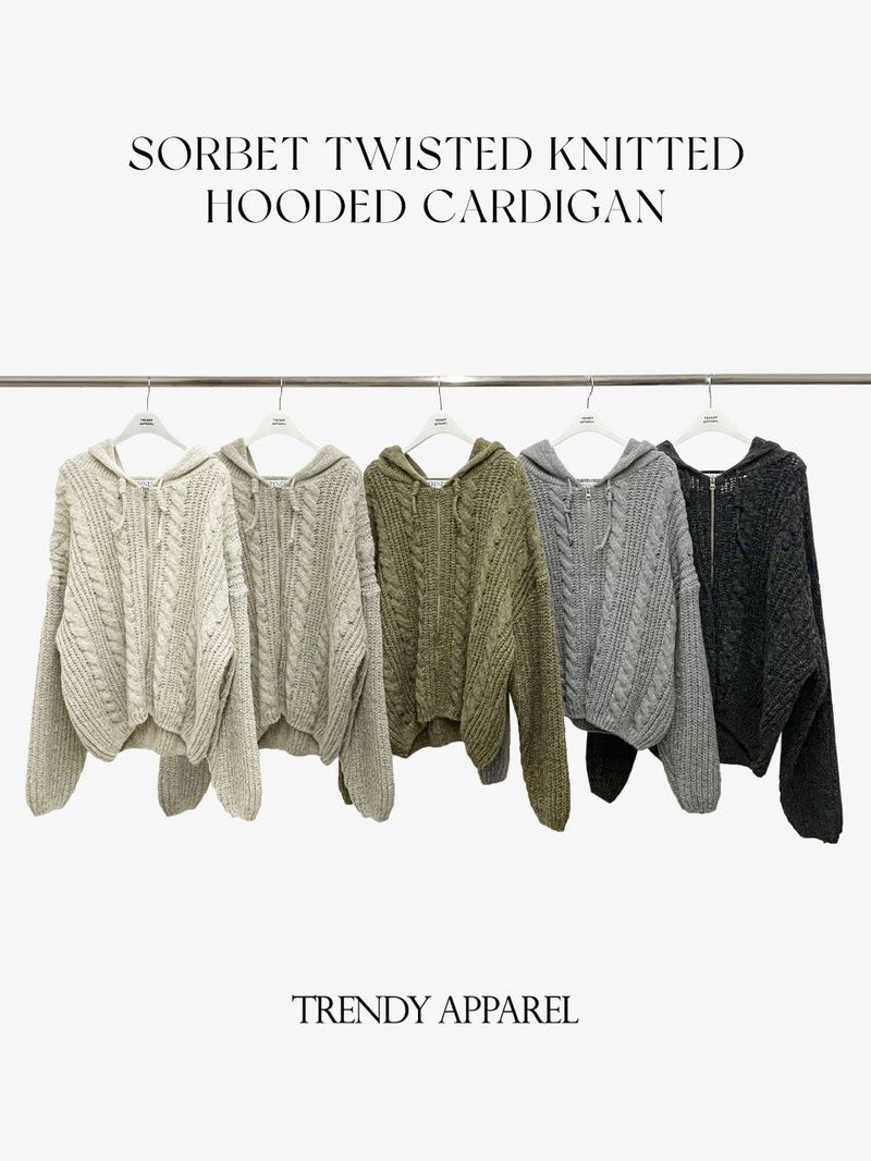 [MADE] Sorbet Twisted Knitted Hooded Cardigan