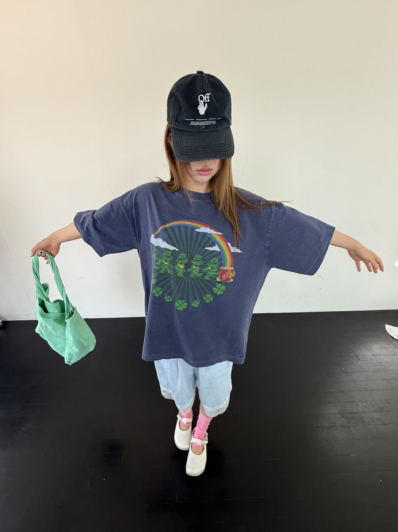 another language（アナザーランゲージ）の「クローバー ピグメント ボクシーTシャツ（トップス）」