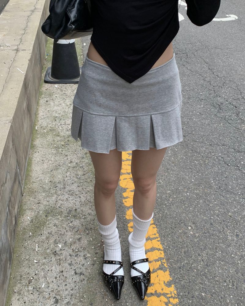 プリーツコットンミニスカート