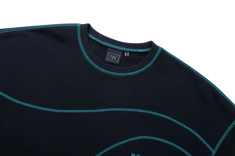 WAVE STITCH SWEAT SHIRT_NAVY