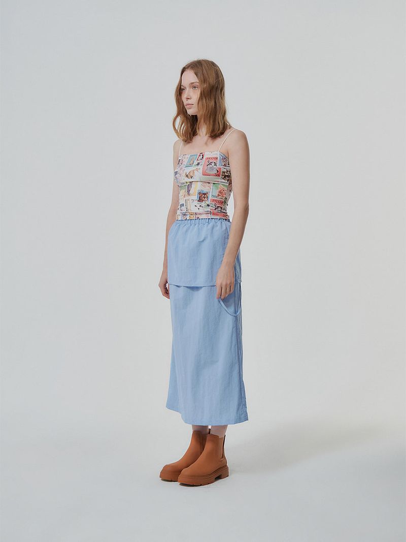 NYLON REVERSE LONG SKIRT (2 COLOR)