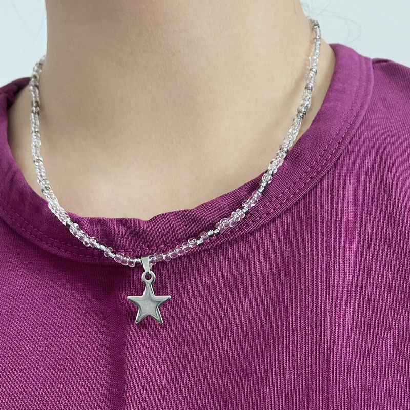 khaki point star necklace