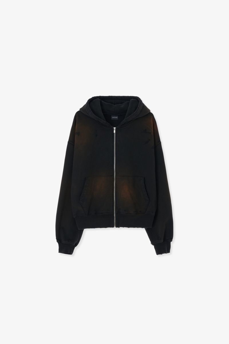 UNCMN（アンカモン）の「WASHED-OUT & DESTROYED ZIP-UP HOODIE（Tops）」