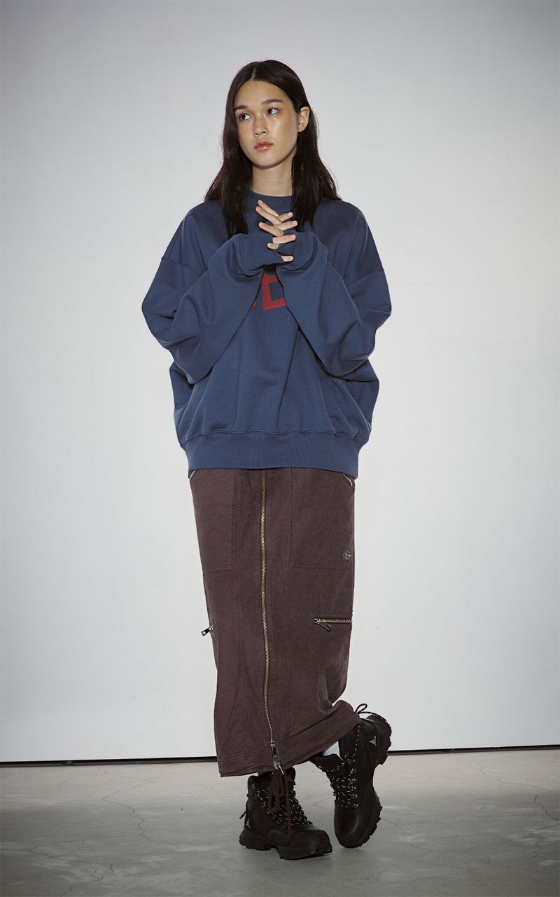WASHED 2WAY ZIP SKIRT_BROWN