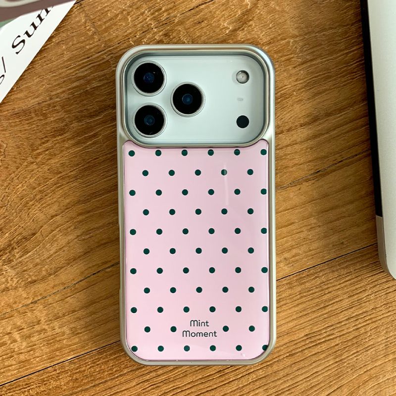 [MADE]ピンクドット シルバーエポキシバンパー iPhoneケース