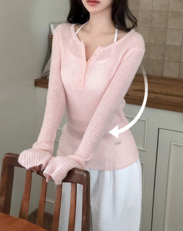 SHOPPERLAND(ショッパーランド)の「DE Slim Wool Rib Henry Neck Knit (6color)(Tops)」