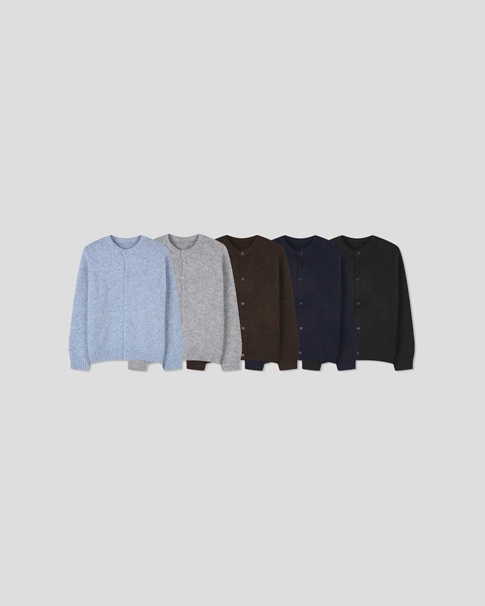 (UNISEX) Wool-mix Heavy Brush Knit Cardigan