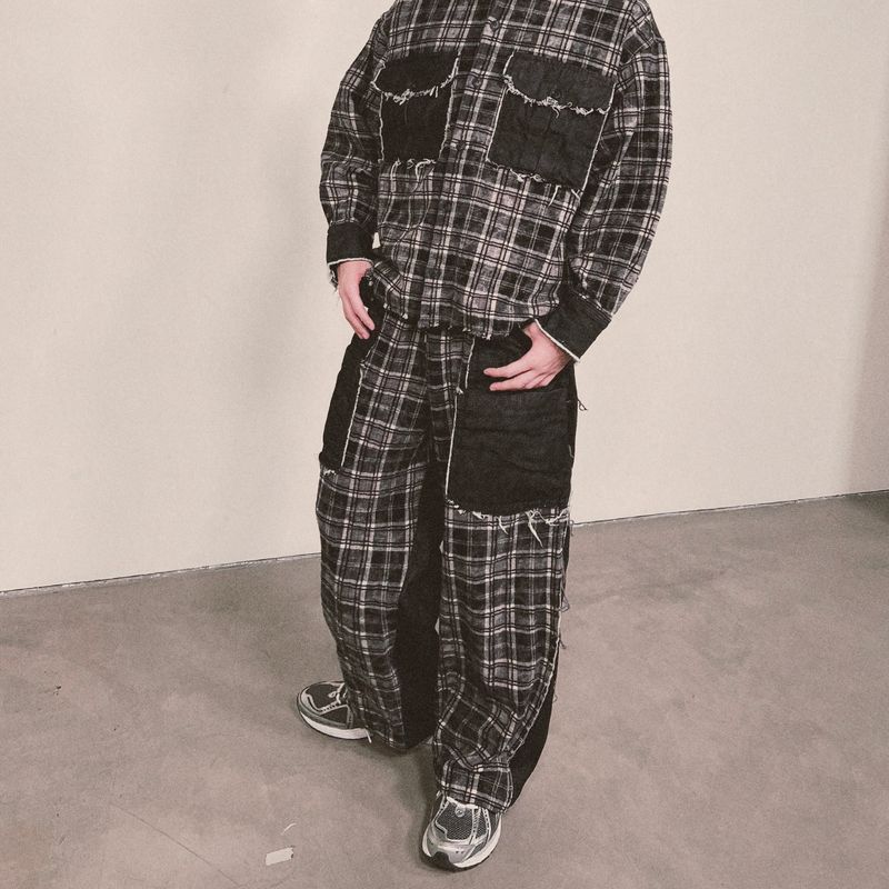 grunge burner check pants_black