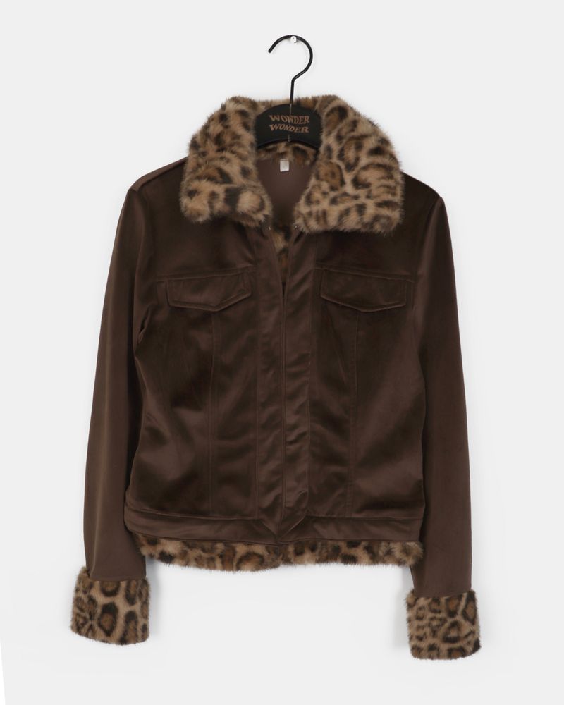Rotel Leopard Fur Corduroy Jacket