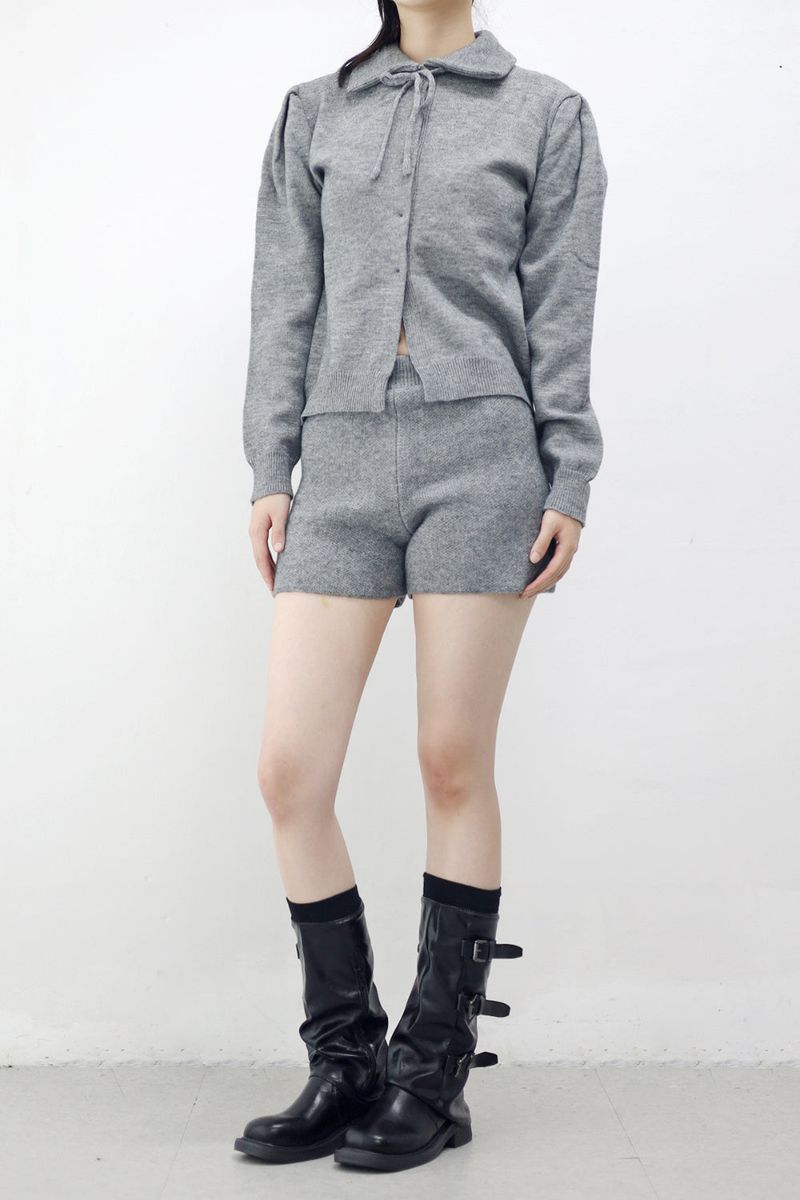 Deep Collar Knit + Pants Set