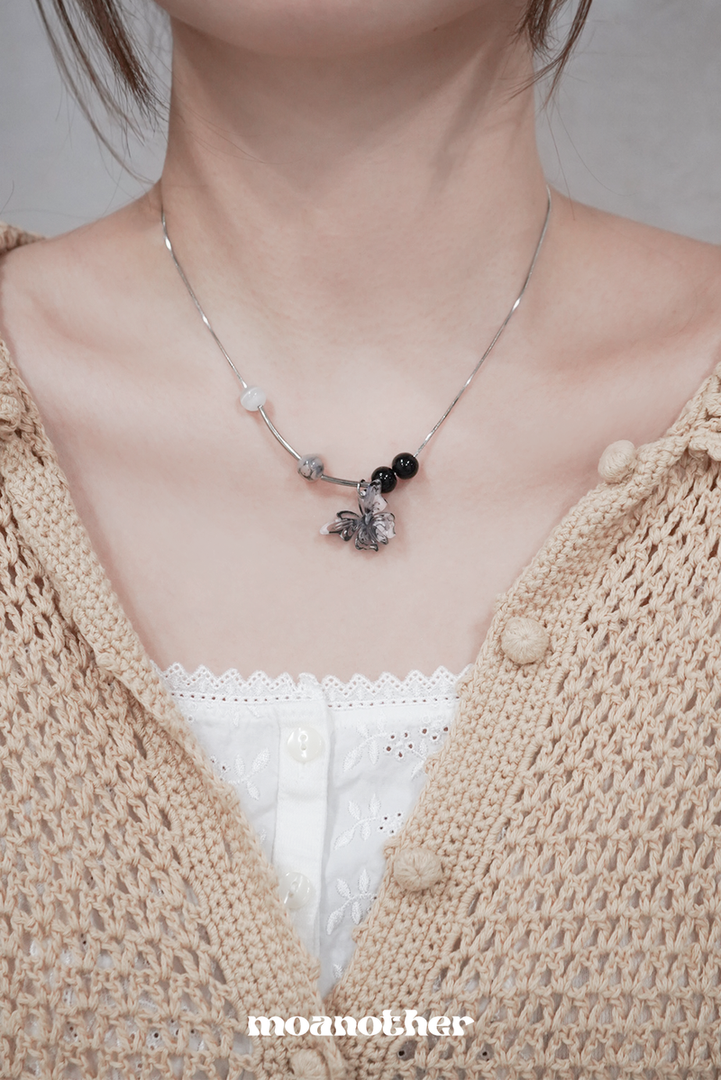 [Ive Rey Pick!][S.Steel] Black Oriental Butterfly Necklace