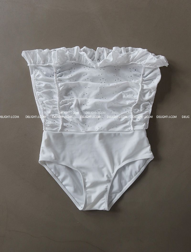 punching eyelet ribbon skirt bikini