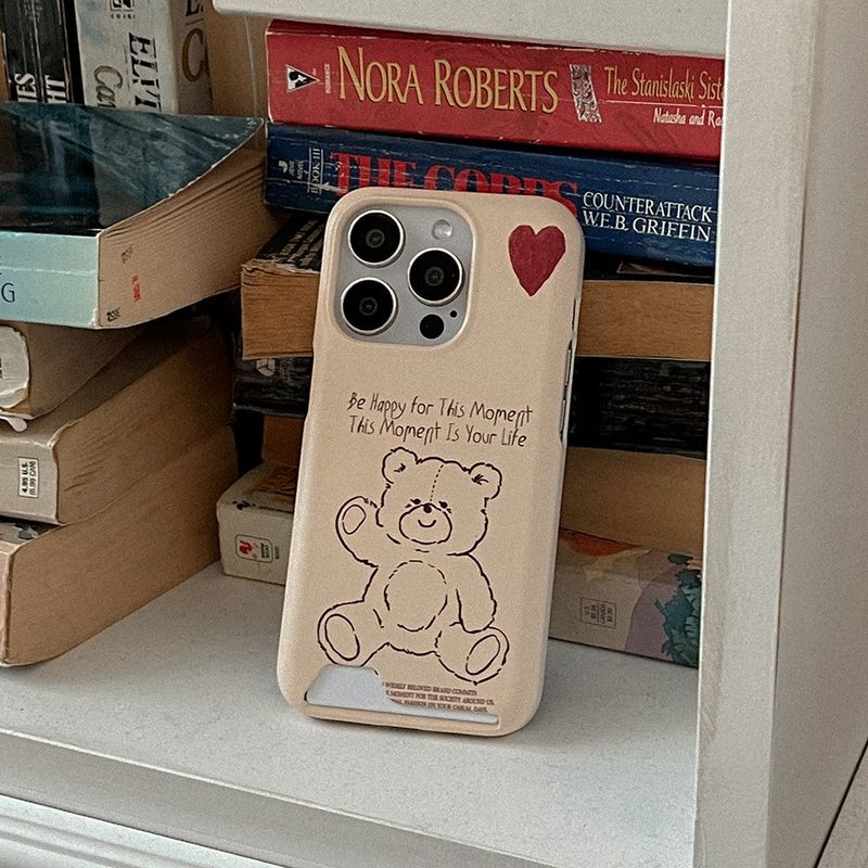 [Mademoment] fluffy strawberry bear design iphone card case