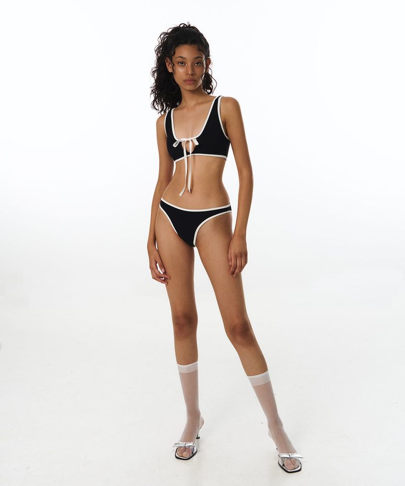 Line Ribbon Dual Bikini Bra (Black)