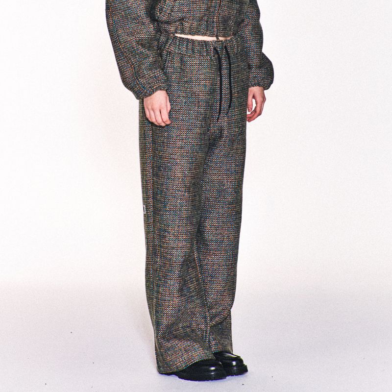 AVRIL TWEED WIDE LONG PANTS (BLUE)