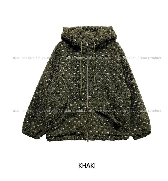 Sage Dot Boucle Hood Zip-Up