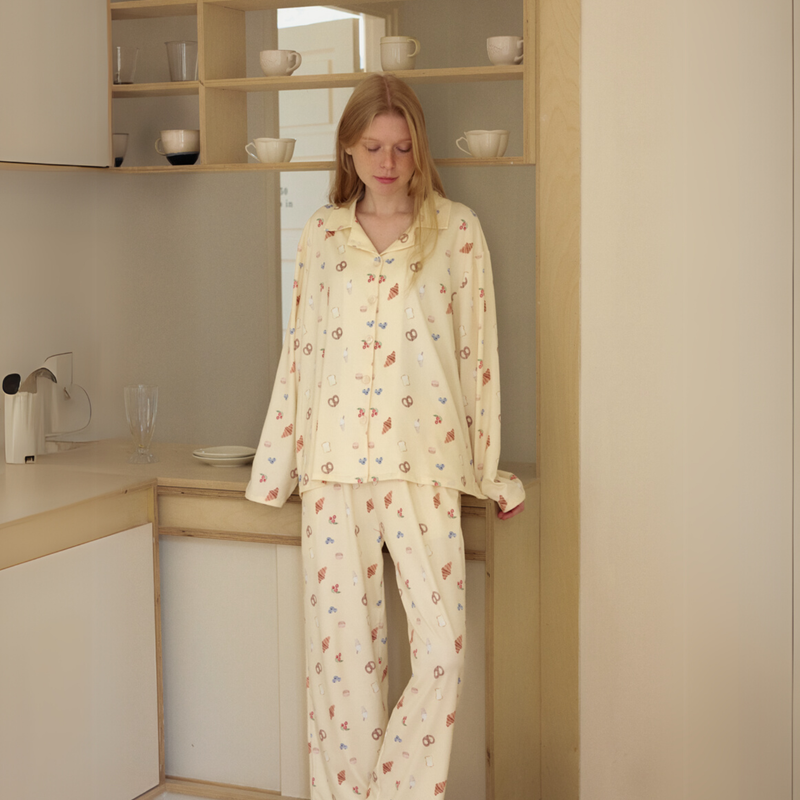 2025ss spring and summer printed pajamas set