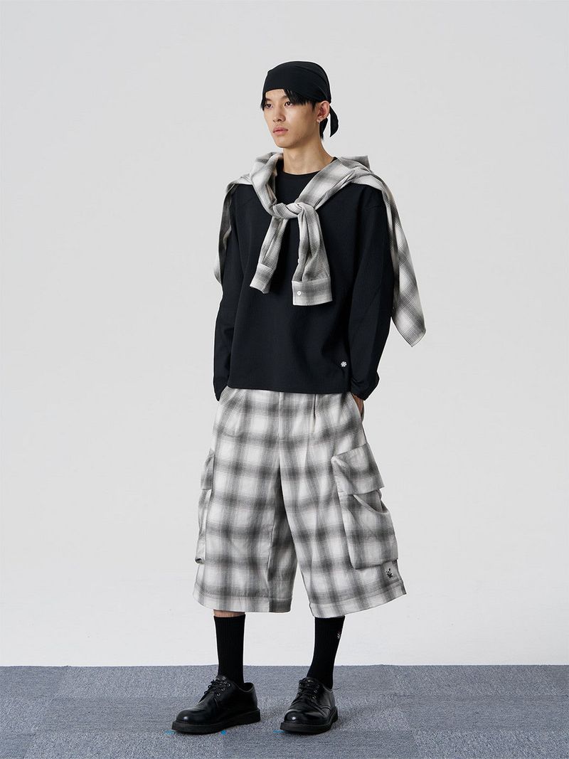 FMACM Two-in-One Side-Pocket Check Trousers