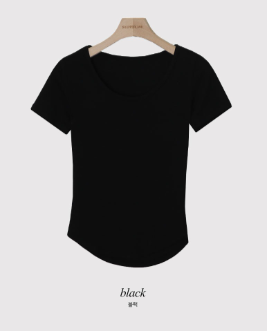 Soft Basic U-neck Slim Short Sleeve T-shirt (4color)