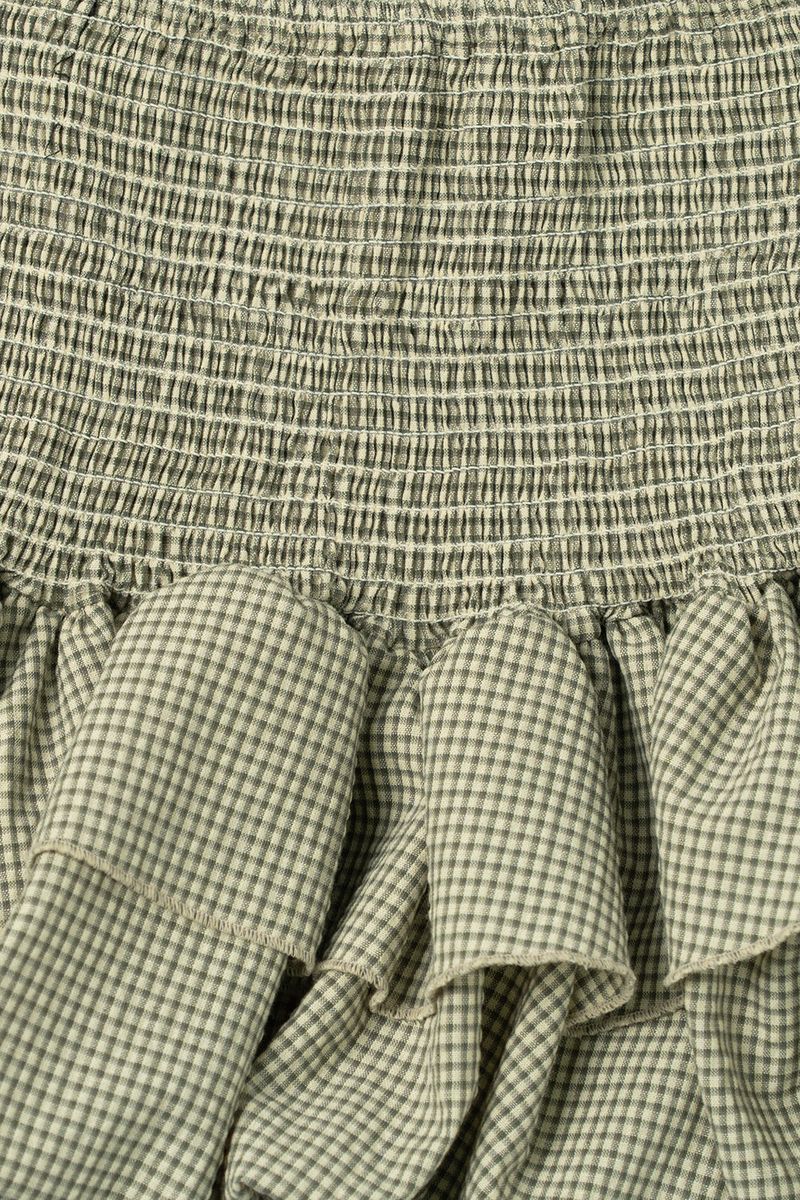 Gingham halter blouse_khaki