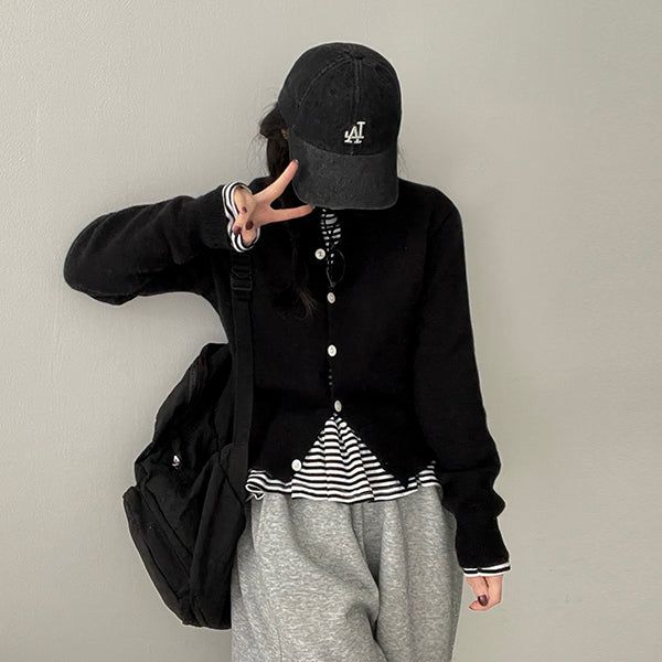 Jewel round knit cardigan