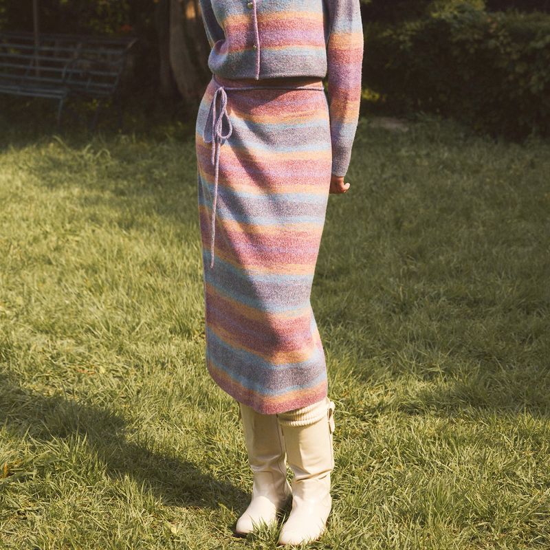 PASTEL GRADATION LONG SKIRT - PURPLE