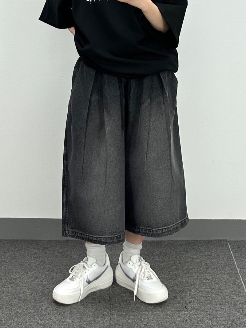 pintuck denim half pt