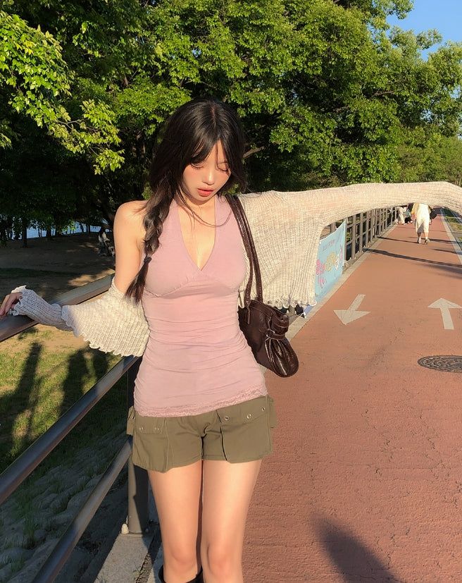 Summer Punching Ruffle Crop Cardigan