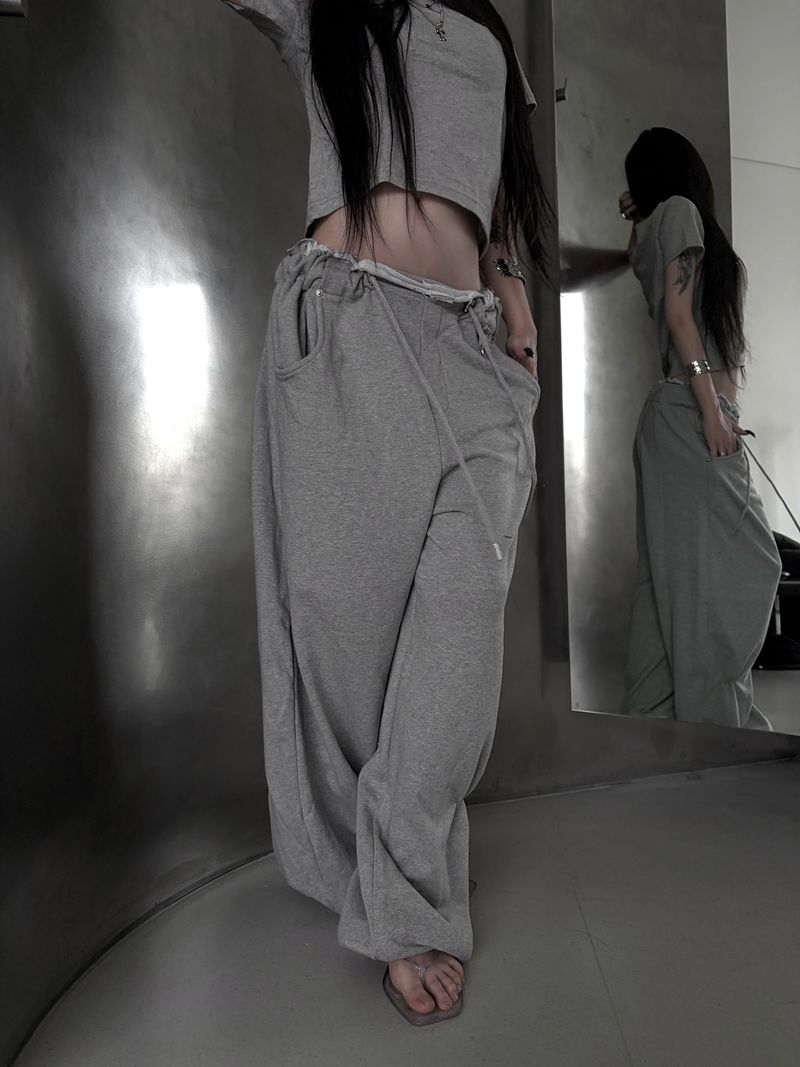 low-rise ring pants (2color)