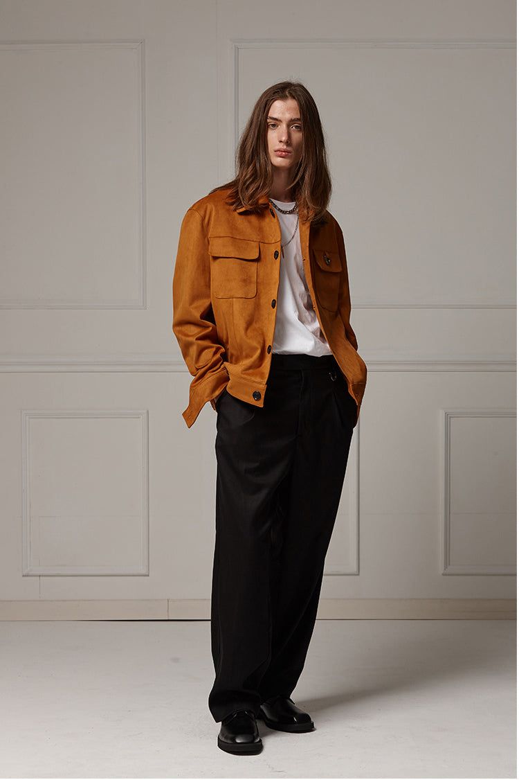 Belted wide slacks